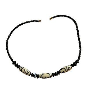 NWOT Black and White Glass Bead Choker Necklace from Mali